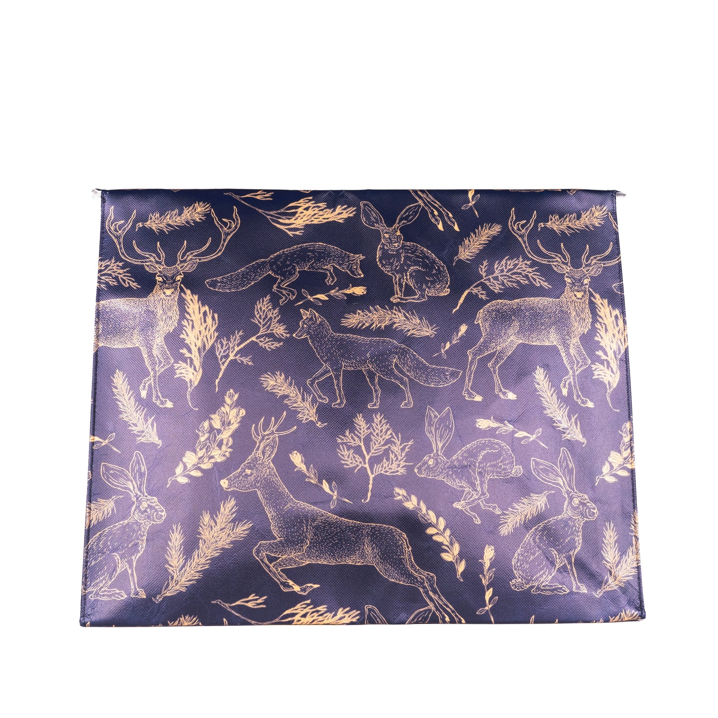 EverEnvelope: Large Navy Reusable Gift Bag with Forest Animals and Magnetic Closure