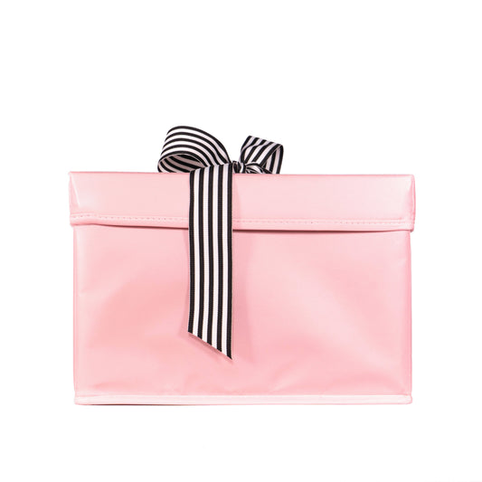 EverBox: Medium Pink Collapsible Gift Box with Black + White Grosgrain Ribbon
