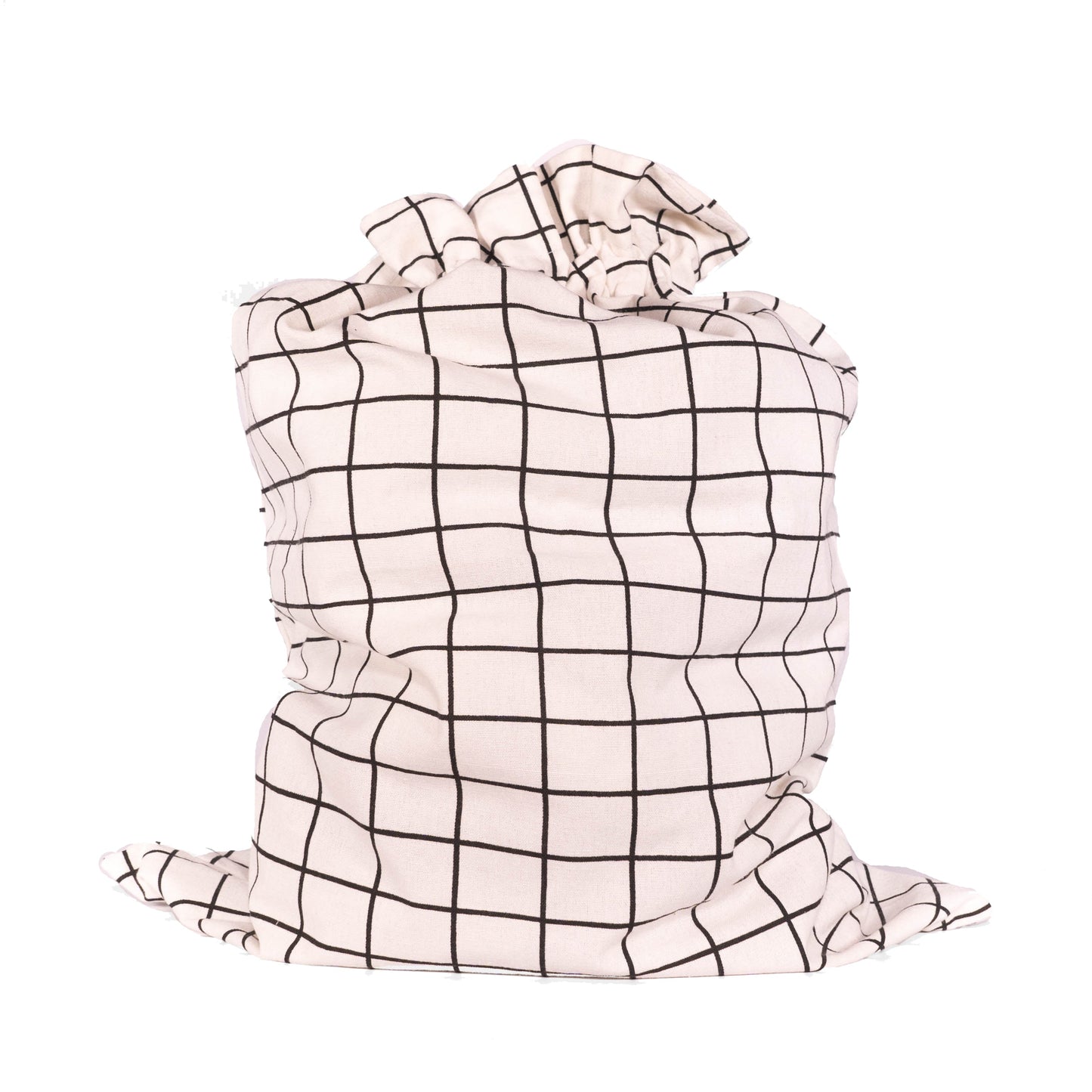 EverTie: Large Tie Bag with Black Grid Pattern and Satin Ribbon Closure