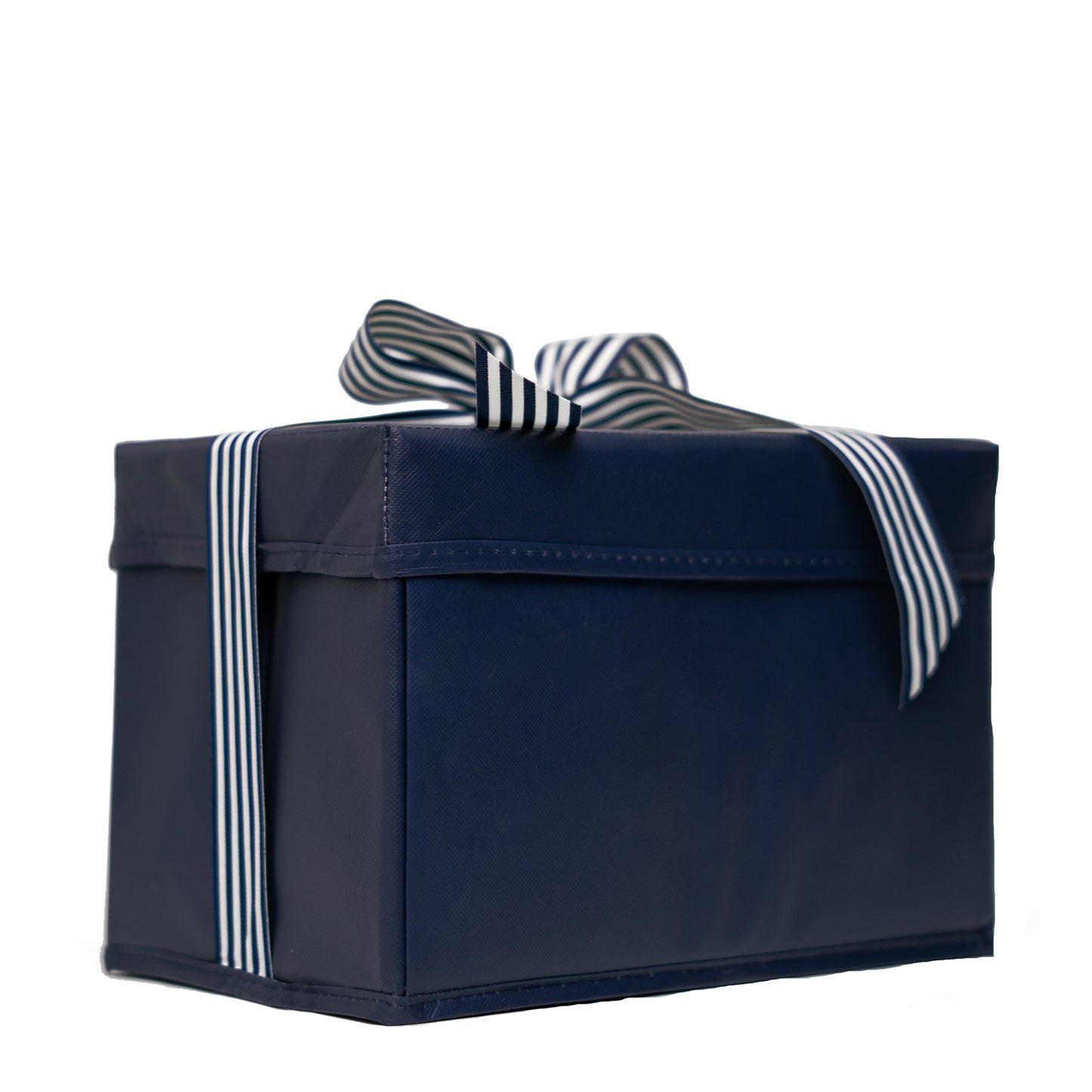 EverBox: Medium Navy Blue Collapsible Gift Box with White + Navy Grosgrain Ribbon