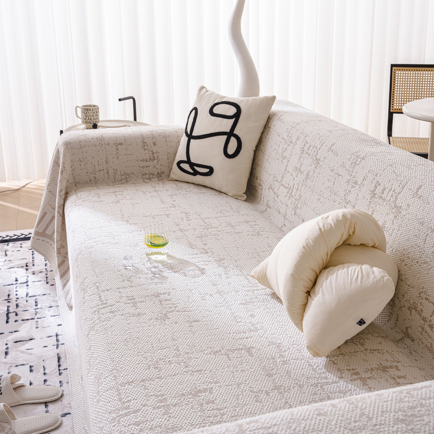 Modern Light Luxury Silky Smooth Couch Throw Protector, Washable Furniture Protector