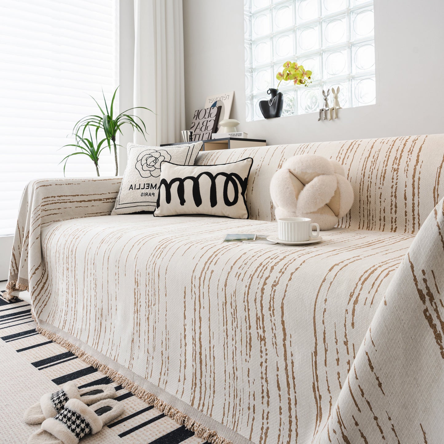 Slip Covers for Sofas, Sofa Throw Cover Soft Chenille Sofa Bed Cover, L Shaped Sectional Couch Covers