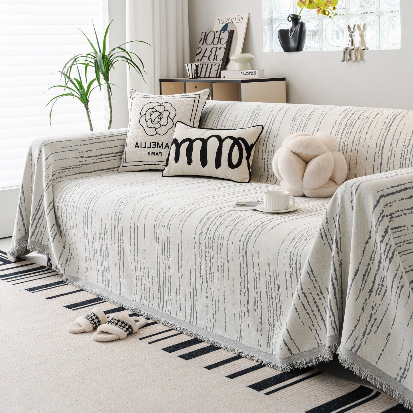 Slip Covers for Sofas, Sofa Throw Cover Soft Chenille Sofa Bed Cover, L Shaped Sectional Couch Covers