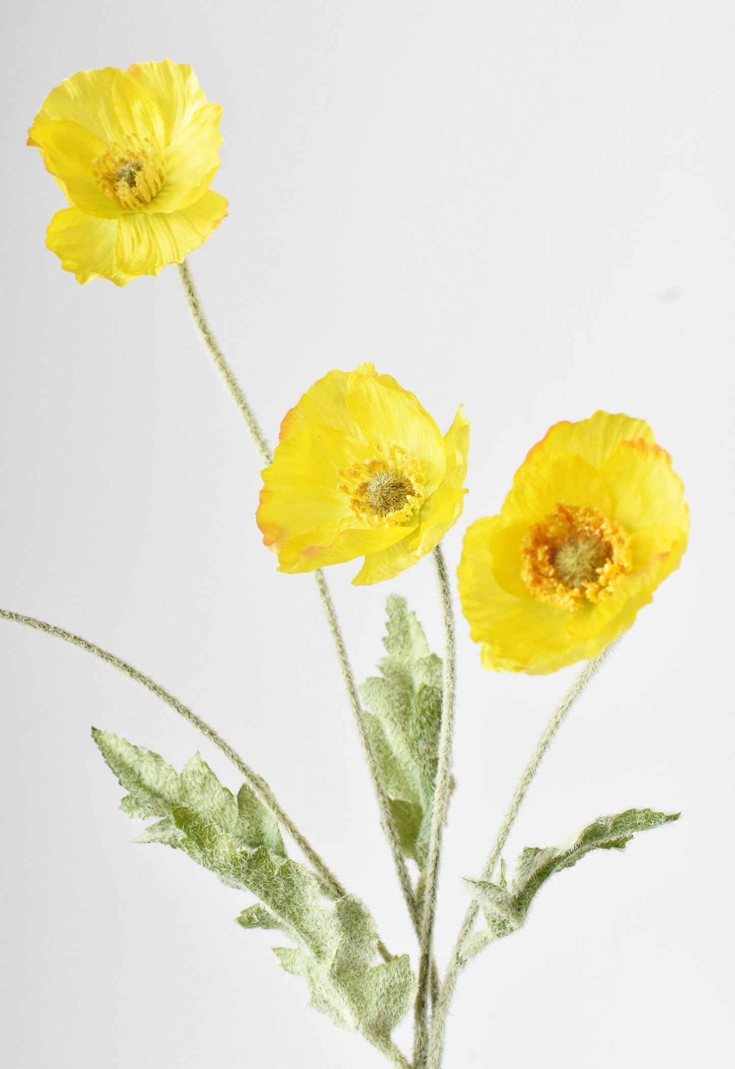 24" Faux Yellow Poppy Stem