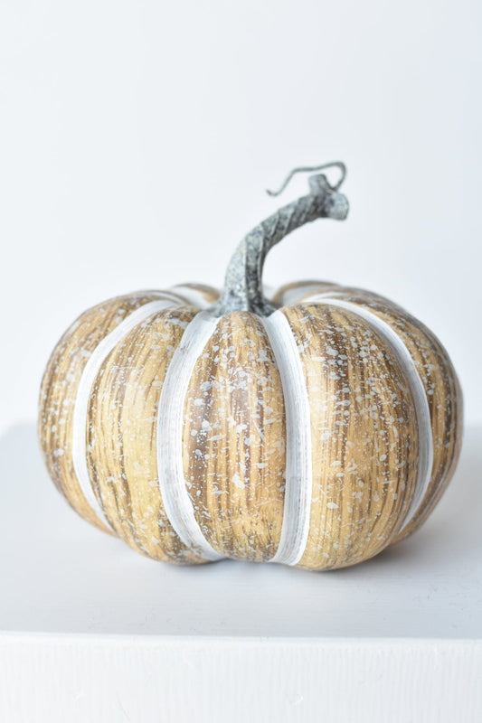 6.5"Hx7.5"W Faux Pumpkin Beige White - Wide