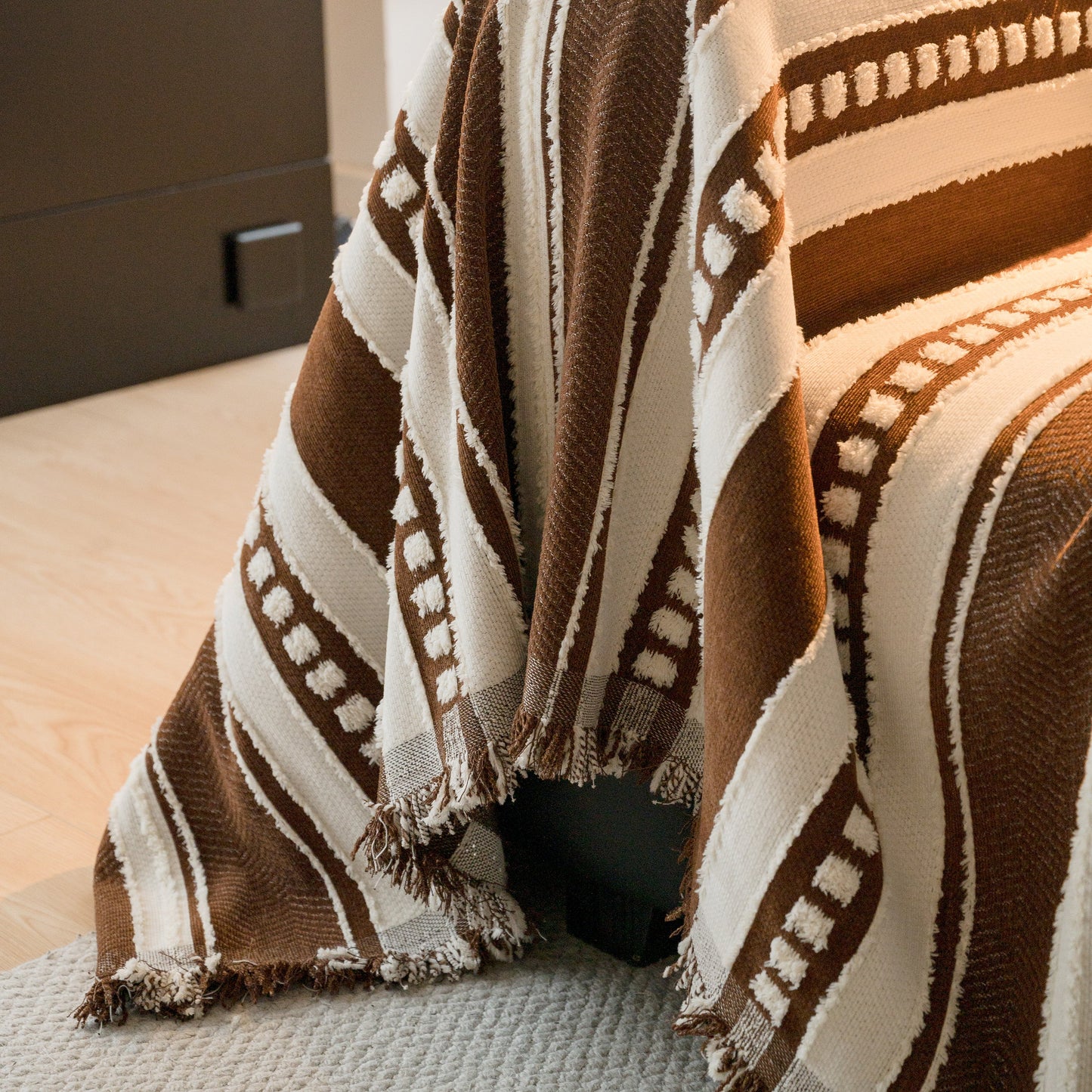 Bohemian Striped Sofa Cover, Decor Woven Throw for Couch, Loveseat, or Sectional
