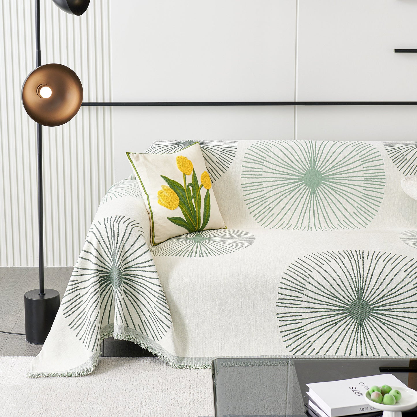Dandelion Reversible Striped Couch Throw Cover for Living Room Pet Sofa Slipcovers Couch Protector