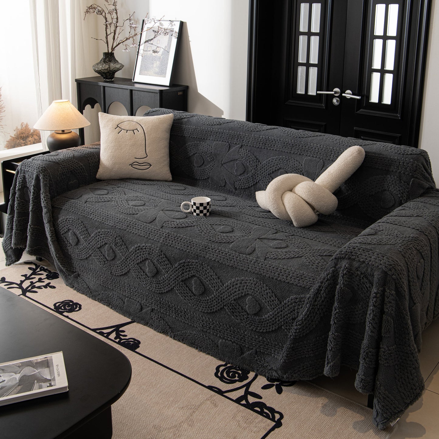 Soft Plush Fleece Throw Blanket for Couch Solid Cute Warm Couch Cover Blanket for Winter