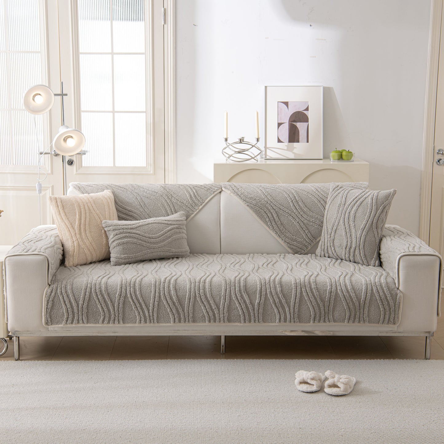 Winter Thickened Non-slip Blanket, Three-Dimensional Embossed Cotton Velvet Sofa Cover