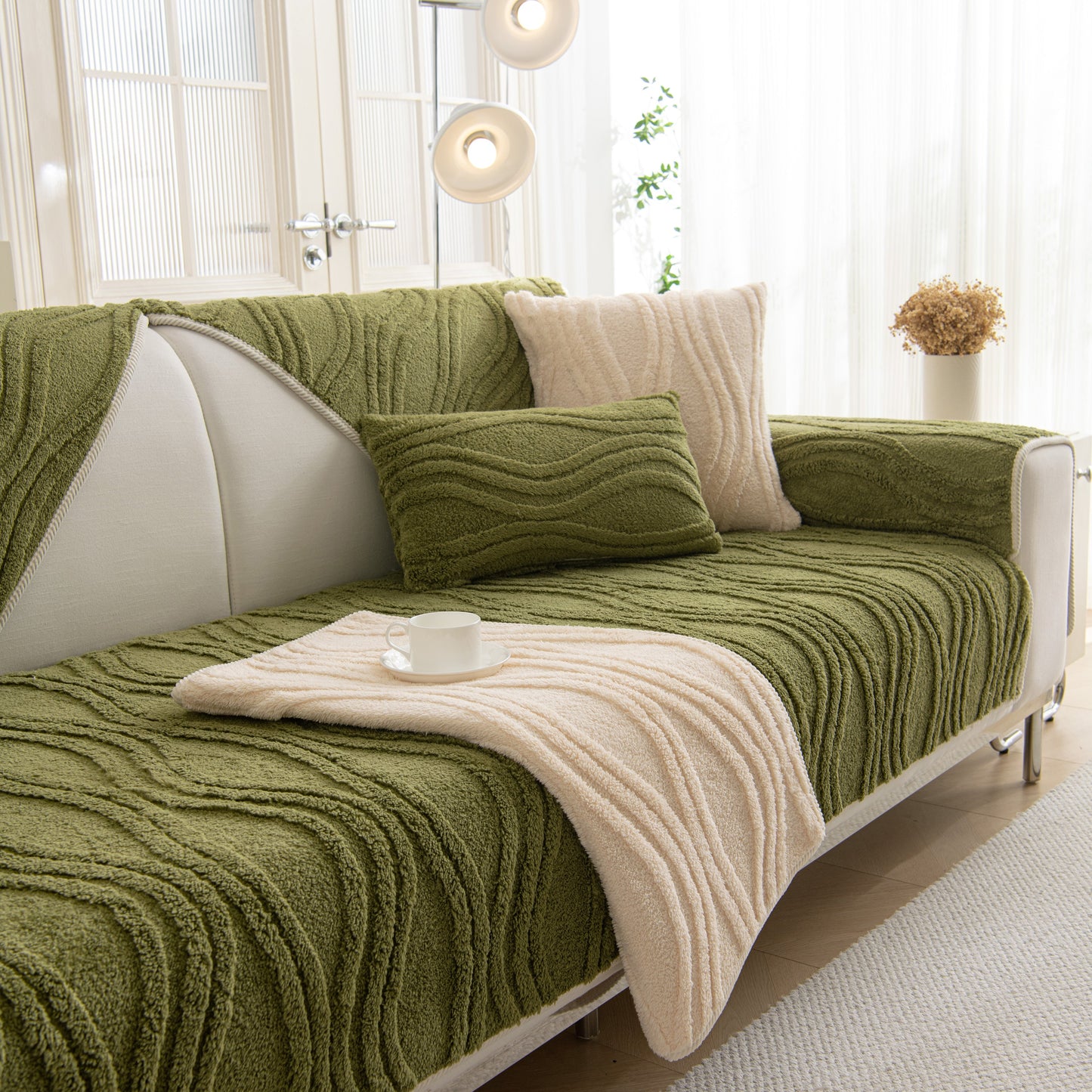 Winter Thickened Non-slip Blanket, Three-Dimensional Embossed Cotton Velvet Sofa Cover