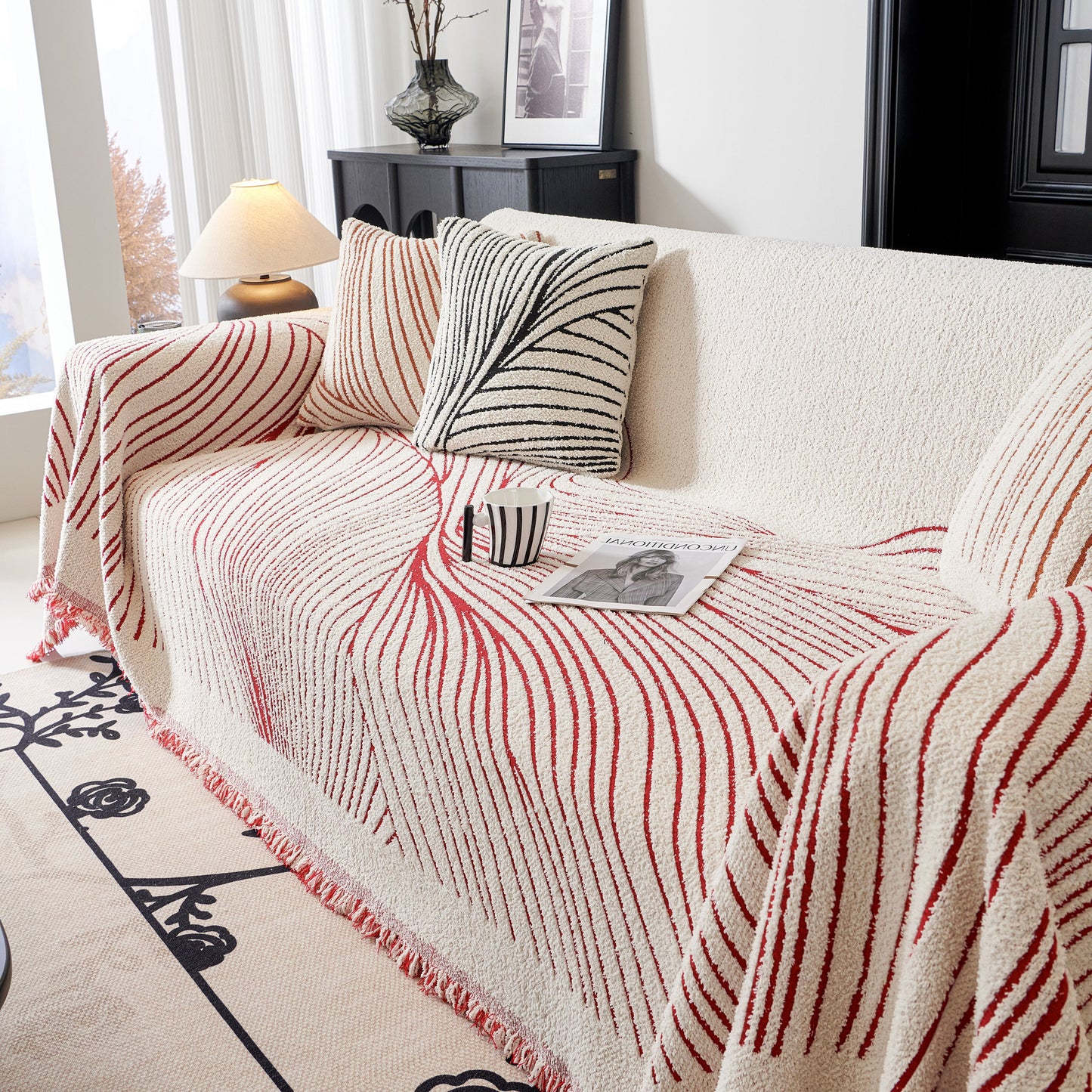 Cozy Striped Sofa Throw Blanket L Shaped Sectional Couch Covers Luxury Throws for Sofas