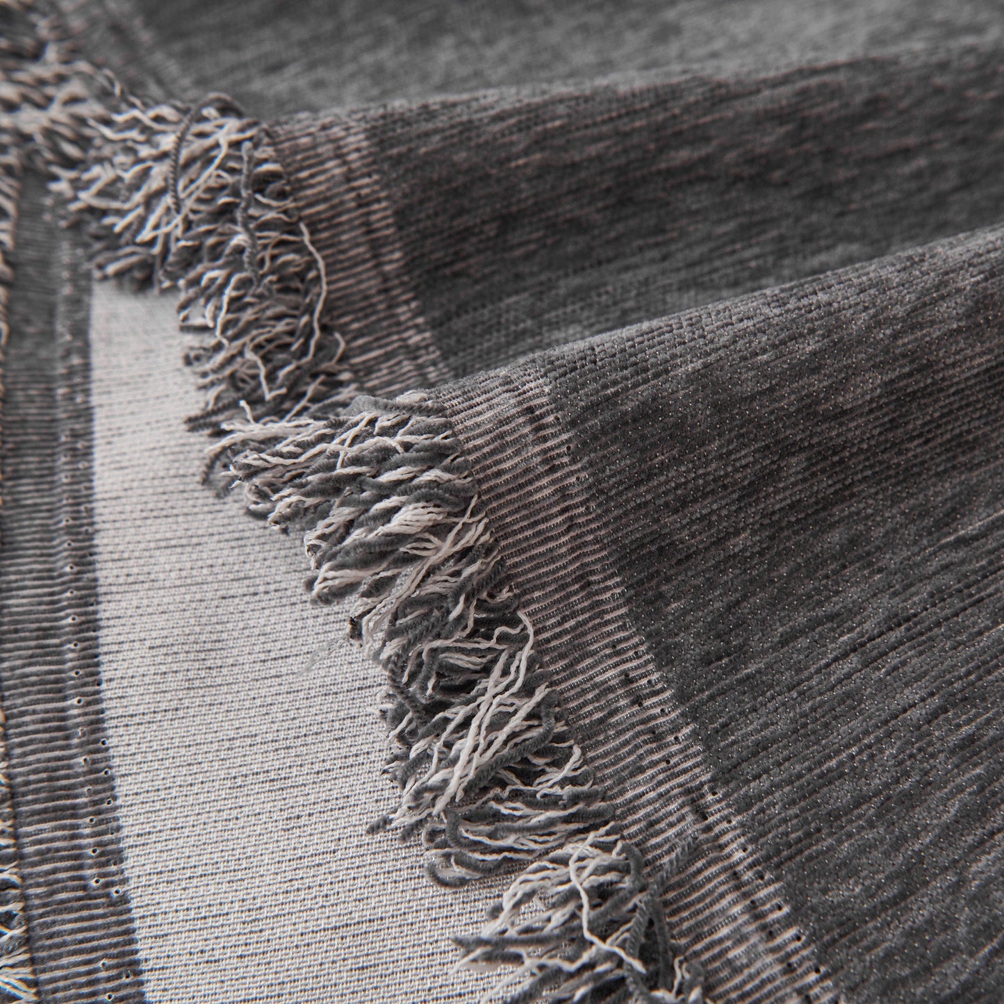 Solid Color Chenille Sofa Throw Blanket, Cozy & Easy Care Fringed Furniture Protector