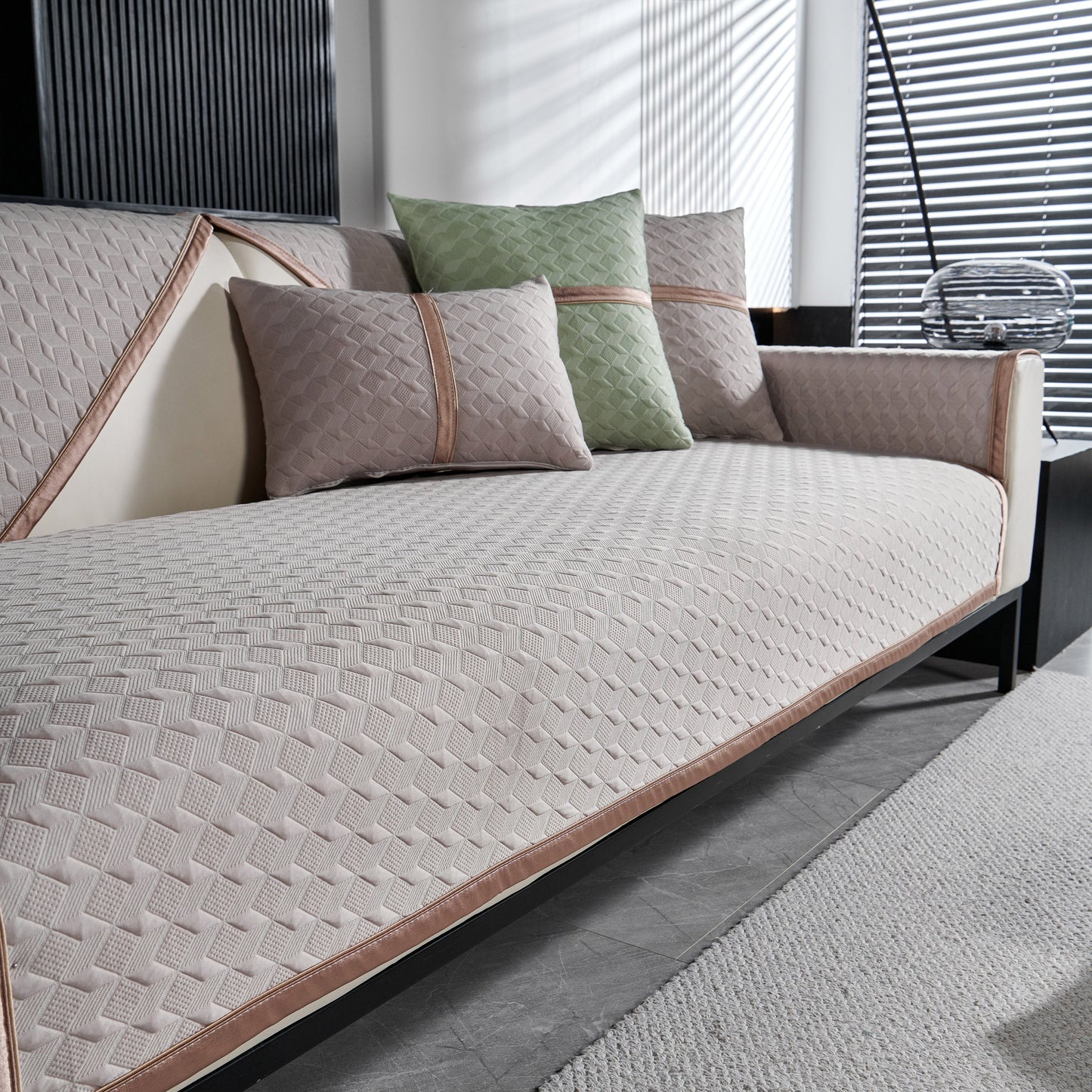 Geometric 3D Sofa Cover, Non-Slip Couch Protector for Seat, Backrest & Armrest