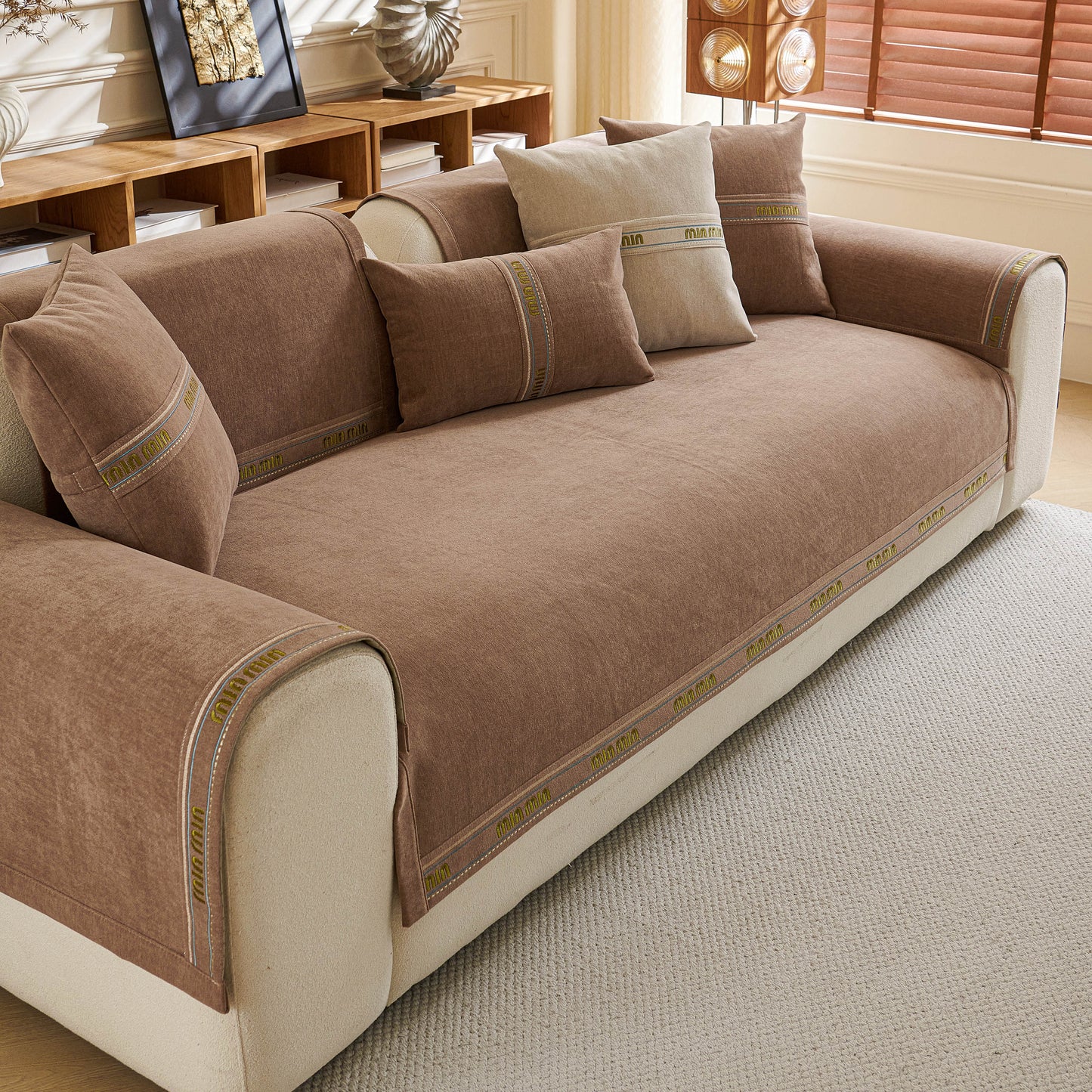 Chenille Sofa Cover Pet Mat, Non-Slip Couch Protector for Sectional & L-Shaped Sofas