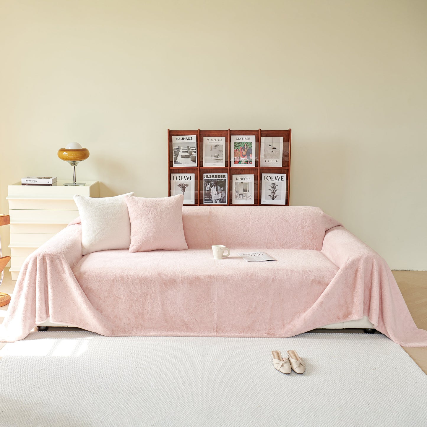 Faux Fur Smooth Plush Comfy Couch Covers, Soft Thicked Durable Blankets and Throws for Sofas