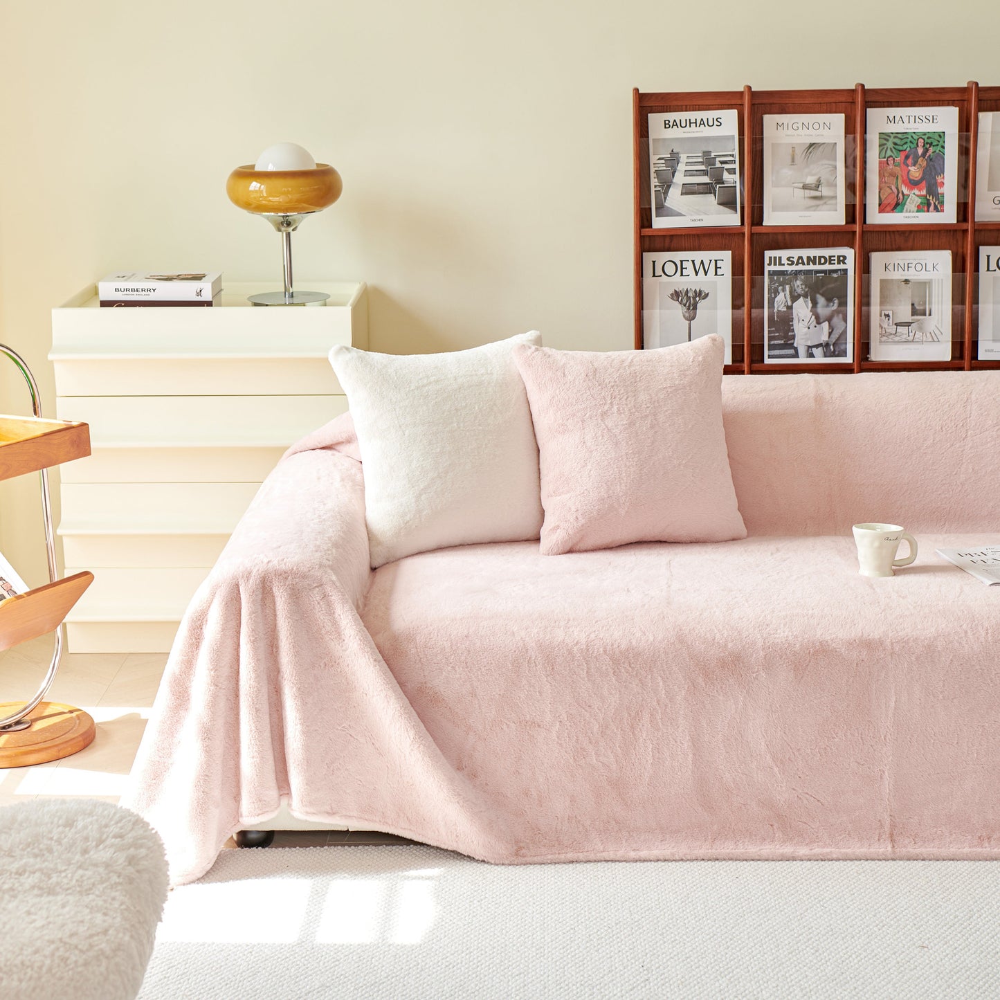 Faux Fur Smooth Plush Comfy Couch Covers, Soft Thicked Durable Blankets and Throws for Sofas