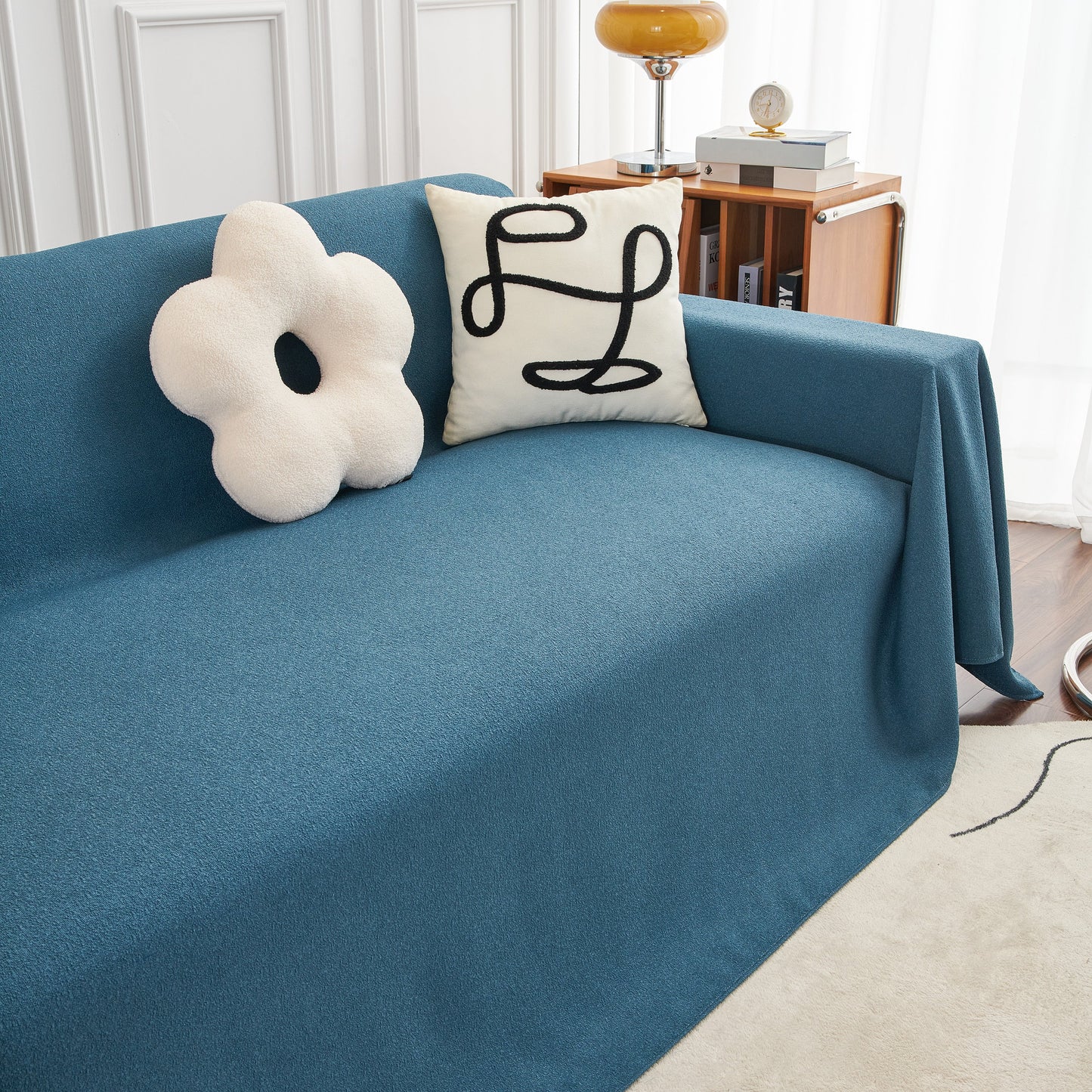 Teddy Throw Blanket and Stylish Slipcover for Couch, Waterproof Sofa Cover for Pets