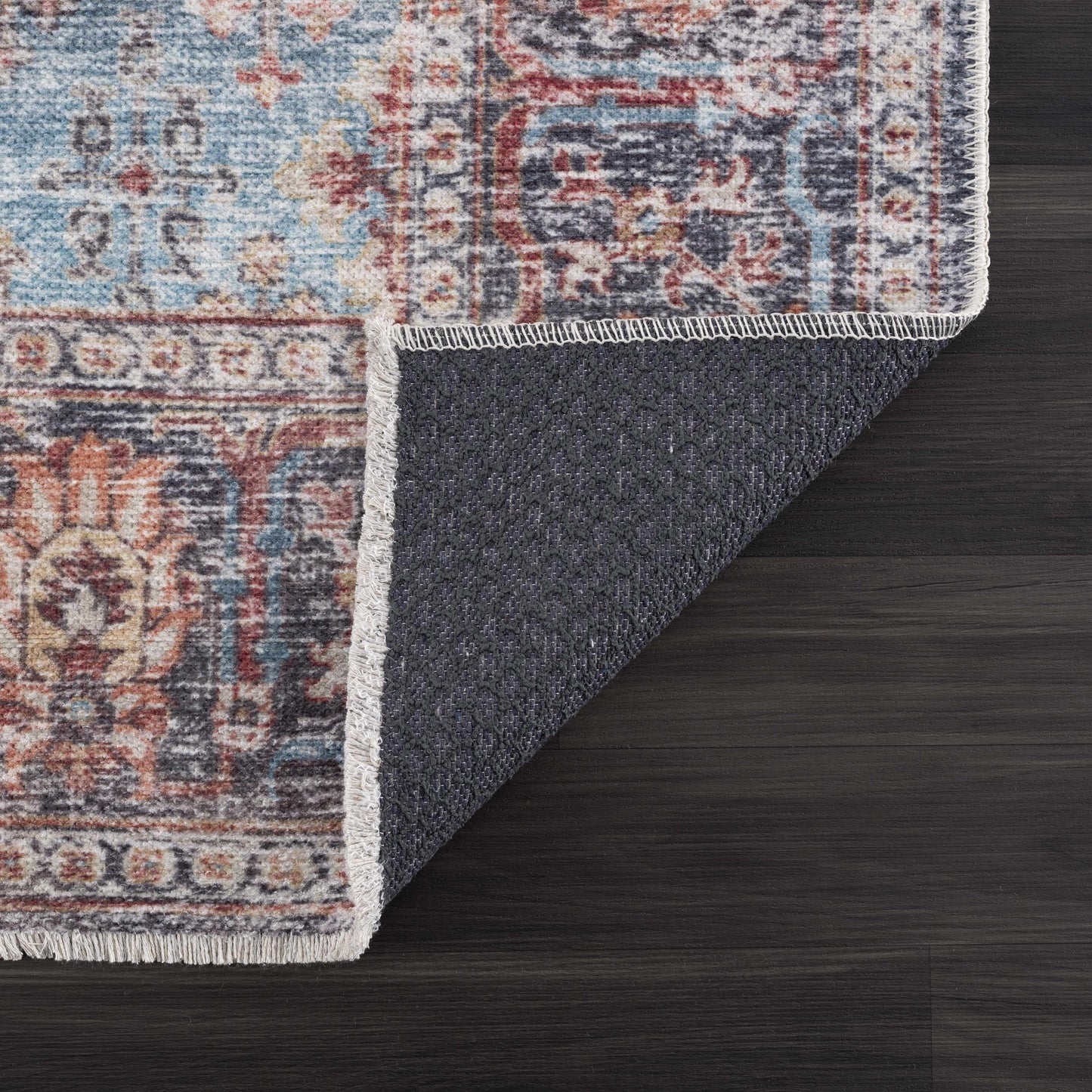 Blue Burgundy Holi-2302 Washable Area Rug