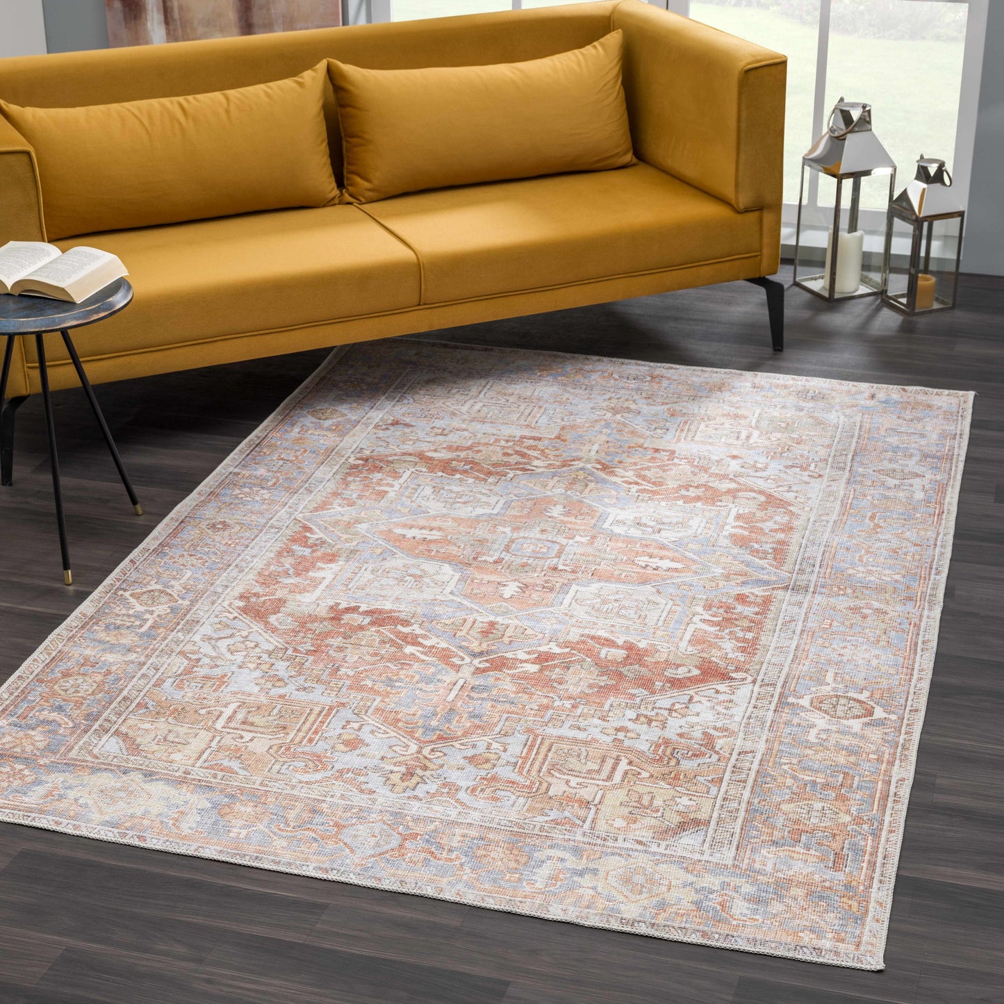 Maayon Medallion Rust Washable Area Rug