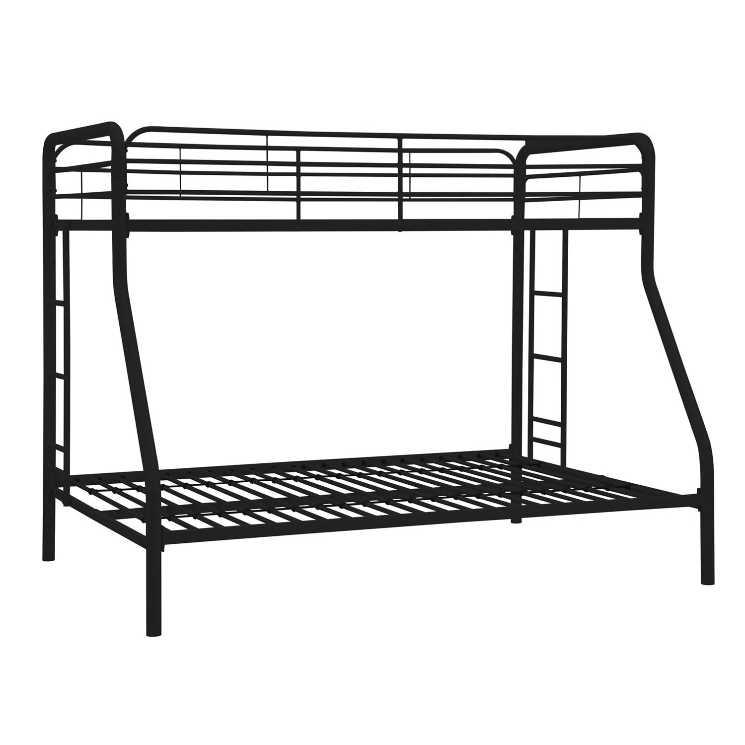Black metal bunk bed on a white background