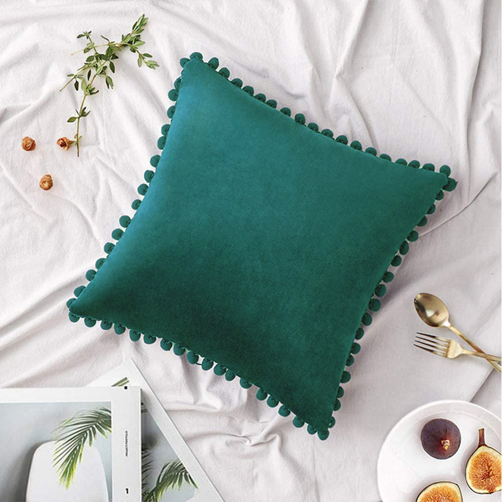 [IN-1X172-3 D-Green] Square Velvet Throw Pillow cover and Insert size 20"x20"