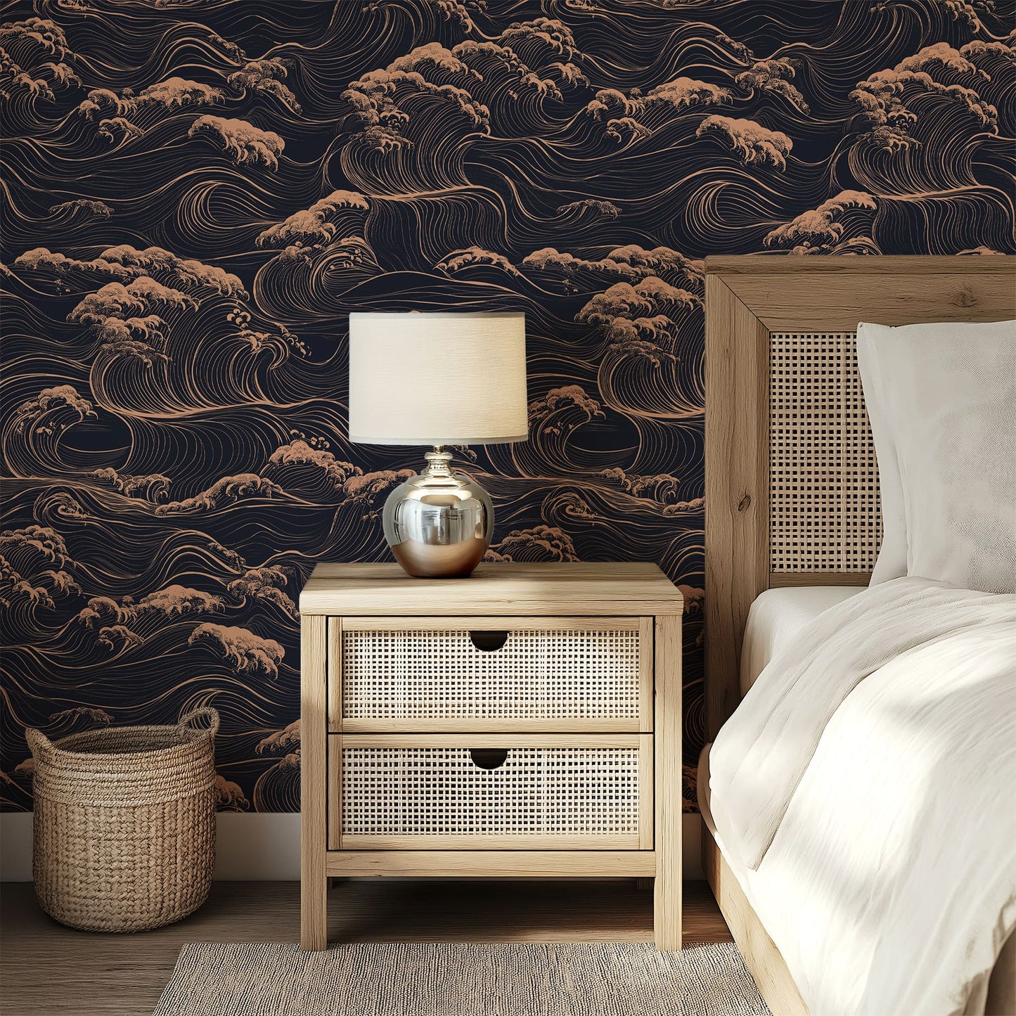 Dark Gold Ocean Waves Wallpaper