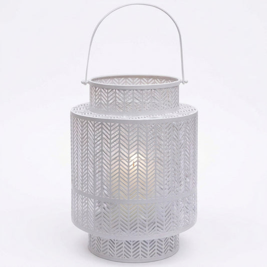 Hanging Candle Lantern – White Mesh Lantern Decor for Cozy Flickering Candle Light