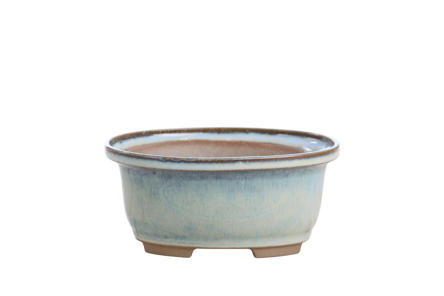 Willow Bonsai Ceramics Fat Bonsai Pot 5.5 Inch – Bold Oval Ceramic Bonsai & Succulent Planter with Accentuated Rim, High‑Fired Frost‑Proof Stoneware, Handmade in USA (Glacier)