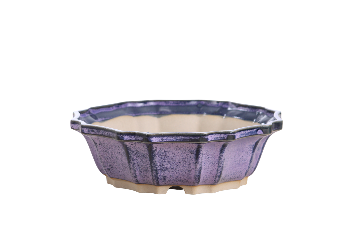 Willow Bonsai Ceramics Flower Design Bonsai Pot 8 Inch – Elegant Ceramic Bonsai & Succulent Planter, High‑Fired Frost‑Proof Stoneware with Drainage & Wiring Holes, Handmade in USA (Purple)