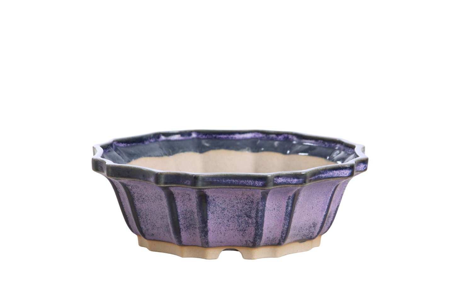 Willow Bonsai Ceramics Flower Design Bonsai Pot 6.5 Inch – Elegant Ceramic Bonsai & Succulent Planter, High‑Fired Frost‑Proof Stoneware with Drainage & Wiring Holes, Handmade in USA (Purple)