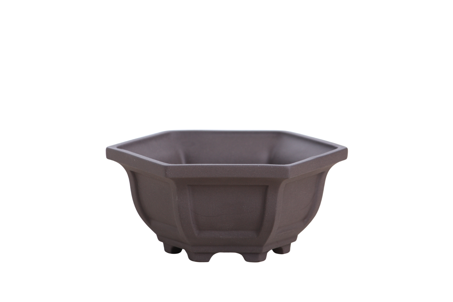 Willow Bonsai Ceramics Hexagonal Windowed Bonsai Pot 5 Inch – Semi‑Cascade Planter, High‑Fired Frost‑Proof Stoneware with Drainage & Wiring Holes, Handmade in USA (Unglazed Black)