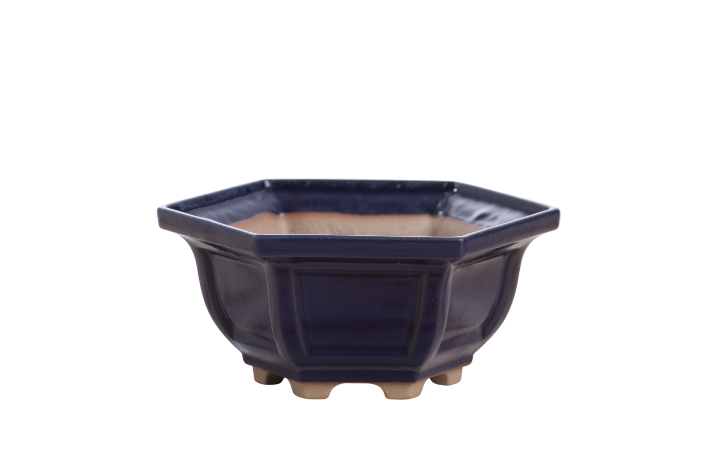 Willow Bonsai Ceramics Hexagonal Windowed Bonsai Pot 5 Inch – Semi‑Cascade Planter, High‑Fired Frost‑Proof Stoneware with Drainage & Wiring Holes, Handmade in USA (Ruri)