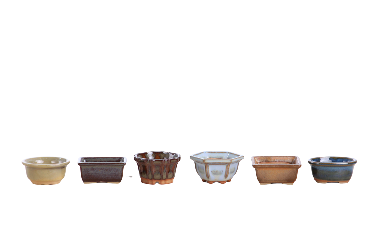 Willow Bonsai Ceramics 1.5 Inch Shito Bonsai Pot Set of 6 – Mini Handmade Ceramic Bonsai & Succulent Pots, High‑Fired Stoneware with Drainage, Made in USA (Set A)
