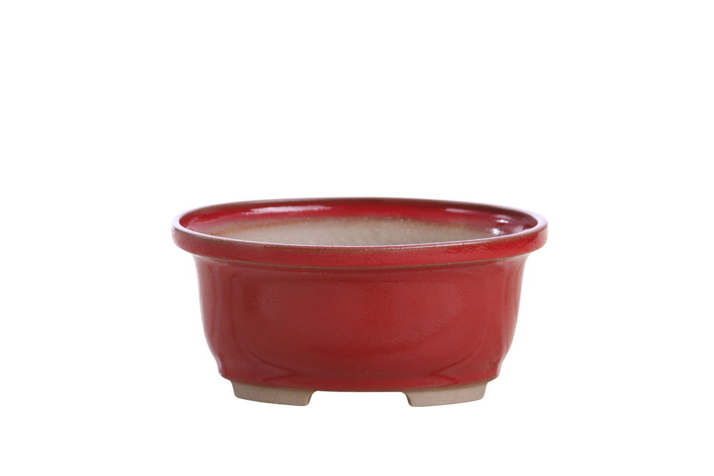 Willow Bonsai Ceramics Fat Bonsai Pot 5.5 Inch – Bold Oval Ceramic Bonsai & Succulent Planter with Accentuated Rim, High‑Fired Frost‑Proof Stoneware, Handmade in USA (Red)