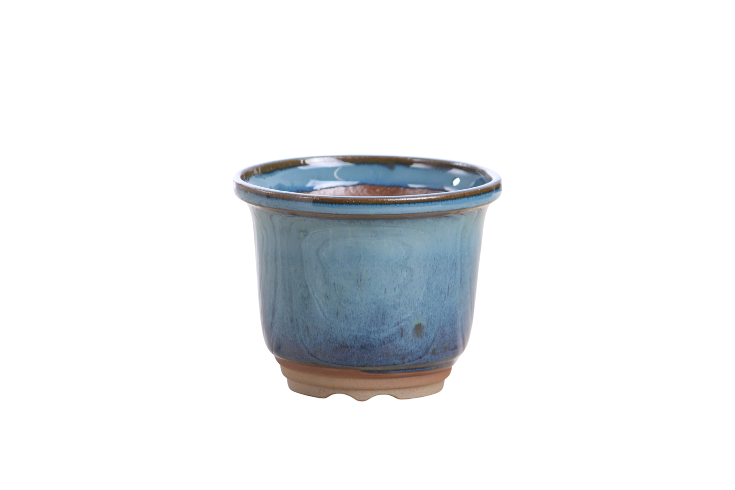 Willow Bonsai Ceramics Flute Bonsai Pot 4 Inch – Round Semi‑Cascade Ceramic Bonsai & Succulent Planter with Fluted Profile and Banded Base, High‑Fired Frost‑Proof Stoneware, Handmade in USA (Peacock)