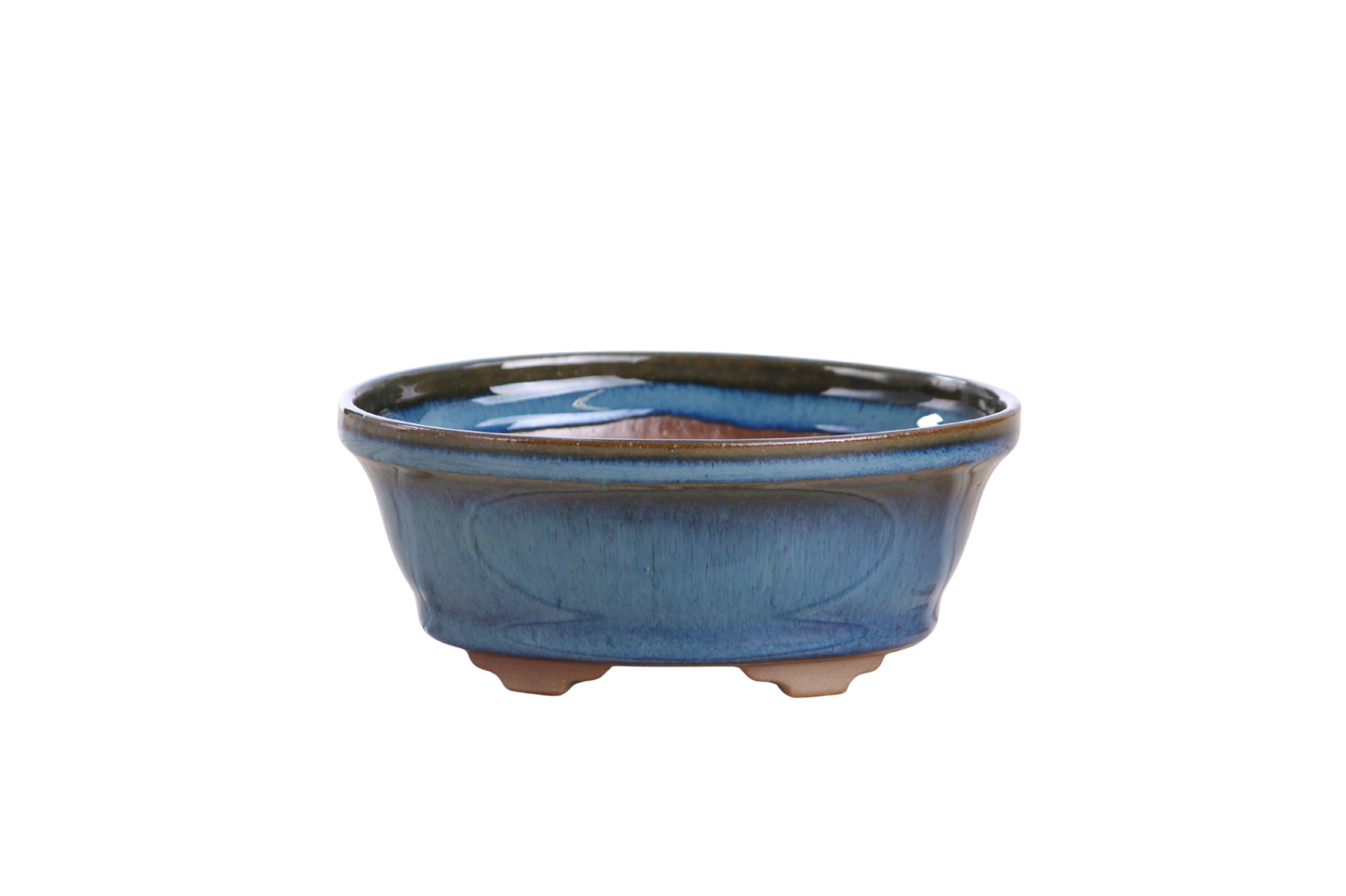 Willow Bonsai Ceramics Oval B Bonsai Pot 5 Inch – Tapered Oval Ceramic Bonsai & Succulent Planter with Accentuated Rim, High‑Fired Frost‑Proof Stoneware, Handmade in USA (Peacock)
