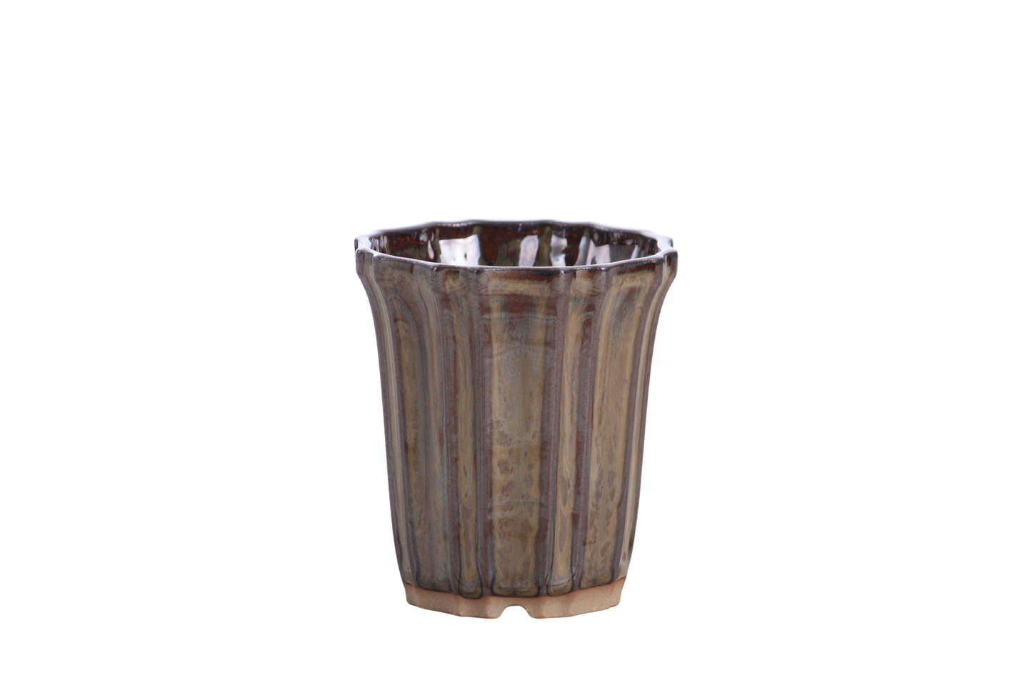 Willow Bonsai Ceramics Flower Design Cascade Bonsai Pot 3 Inch – Elegant Tall Ceramic Bonsai & Succulent Planter, High‑Fired Frost‑Proof Stoneware with Drainage & Wiring Holes, Handmade in USA (Dark Honey)