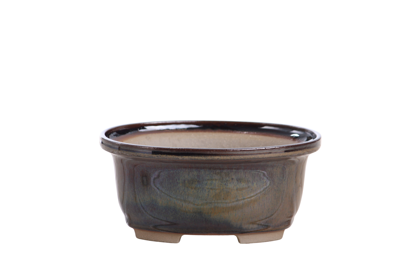Willow Bonsai Ceramics Fat Bonsai Pot 5.5 Inch – Bold Oval Ceramic Bonsai & Succulent Planter with Accentuated Rim, High‑Fired Frost‑Proof Stoneware, Handmade in USA (Dark Honey)