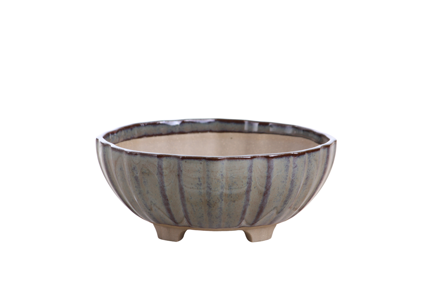 Willow Bonsai Ceramics Lily Bonsai Pot 6 Inch – Sculpted Rounded Ceramic Bonsai & Succulent Planter with Wavy Profile, High‑Fired Frost‑Proof Stoneware, Handmade in USA (Starry Night)
