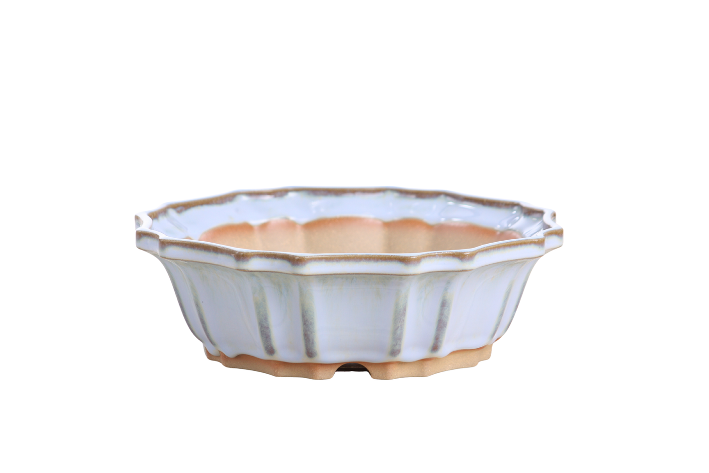 Willow Bonsai Ceramics Flower Design Bonsai Pot 8 Inch – Elegant Ceramic Bonsai & Succulent Planter, High‑Fired Frost‑Proof Stoneware with Drainage & Wiring Holes, Handmade in USA (Glacier)