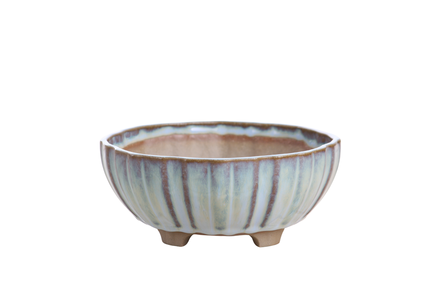 Willow Bonsai Ceramics Lily Bonsai Pot 6 Inch – Sculpted Rounded Ceramic Bonsai & Succulent Planter with Wavy Profile, High‑Fired Frost‑Proof Stoneware, Handmade in USA (Glacier)