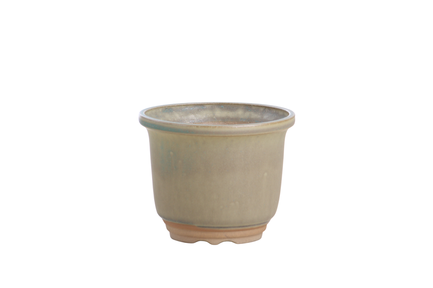 Willow Bonsai Ceramics Flute Bonsai Pot 4 Inch – Round Semi‑Cascade Ceramic Bonsai & Succulent Planter with Fluted Profile and Banded Base, High‑Fired Frost‑Proof Stoneware, Handmade in USA (Speckled Moss)