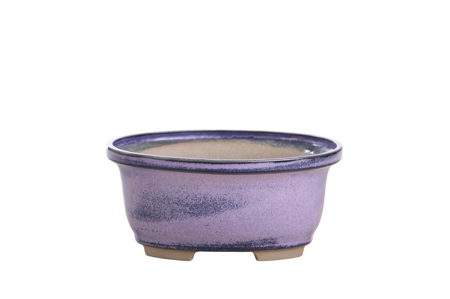 Willow Bonsai Ceramics Fat Bonsai Pot 5.5 Inch – Bold Oval Ceramic Bonsai & Succulent Planter with Accentuated Rim, High‑Fired Frost‑Proof Stoneware, Handmade in USA (Purple)