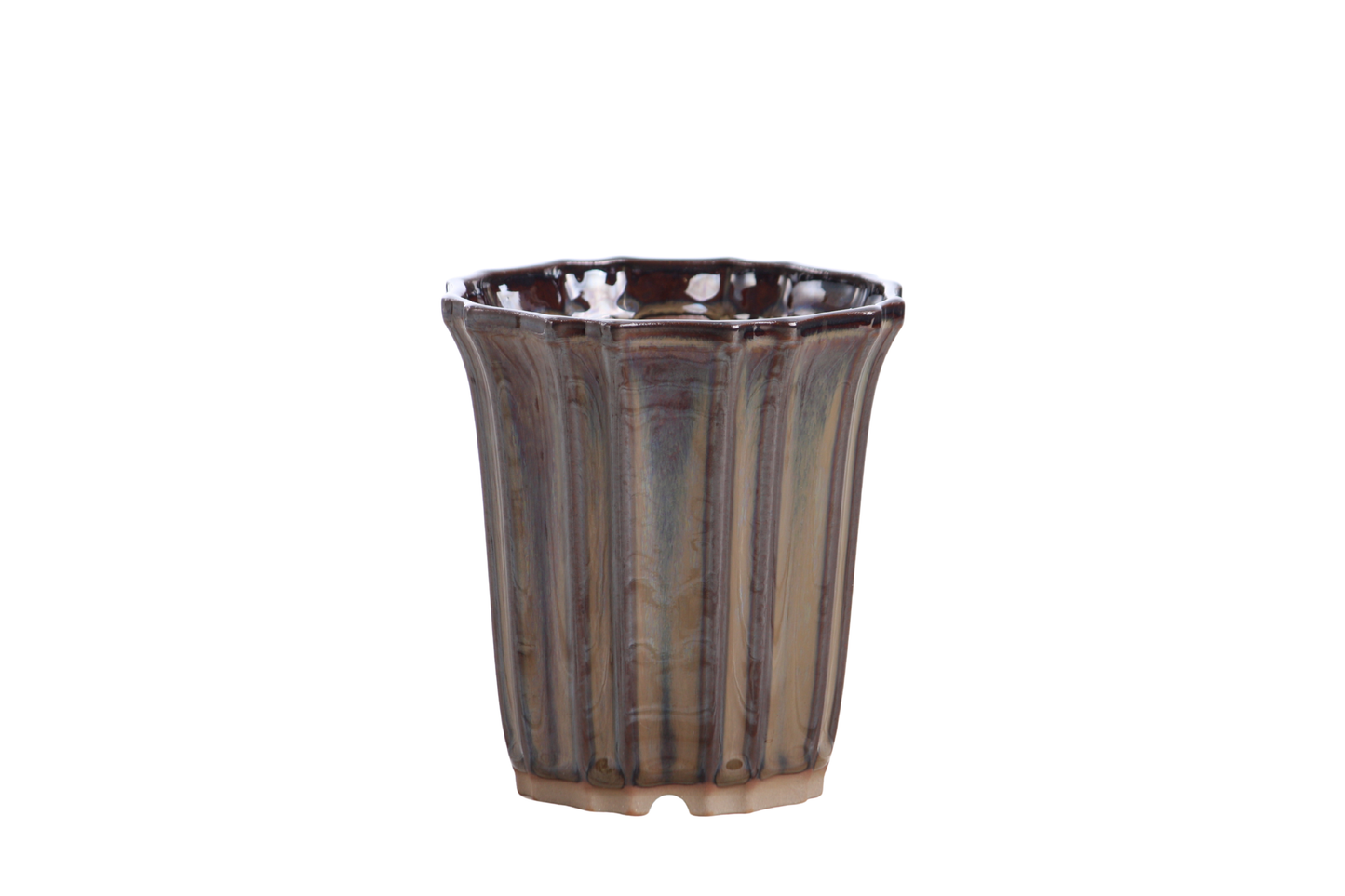 Willow Bonsai Ceramics Flower Design Cascade Bonsai Pot 4.5 Inch – Elegant Tall Ceramic Bonsai & Succulent Planter, High‑Fired Frost‑Proof Stoneware with Drainage & Wiring Holes, Handmade in USA (Dark Honey)