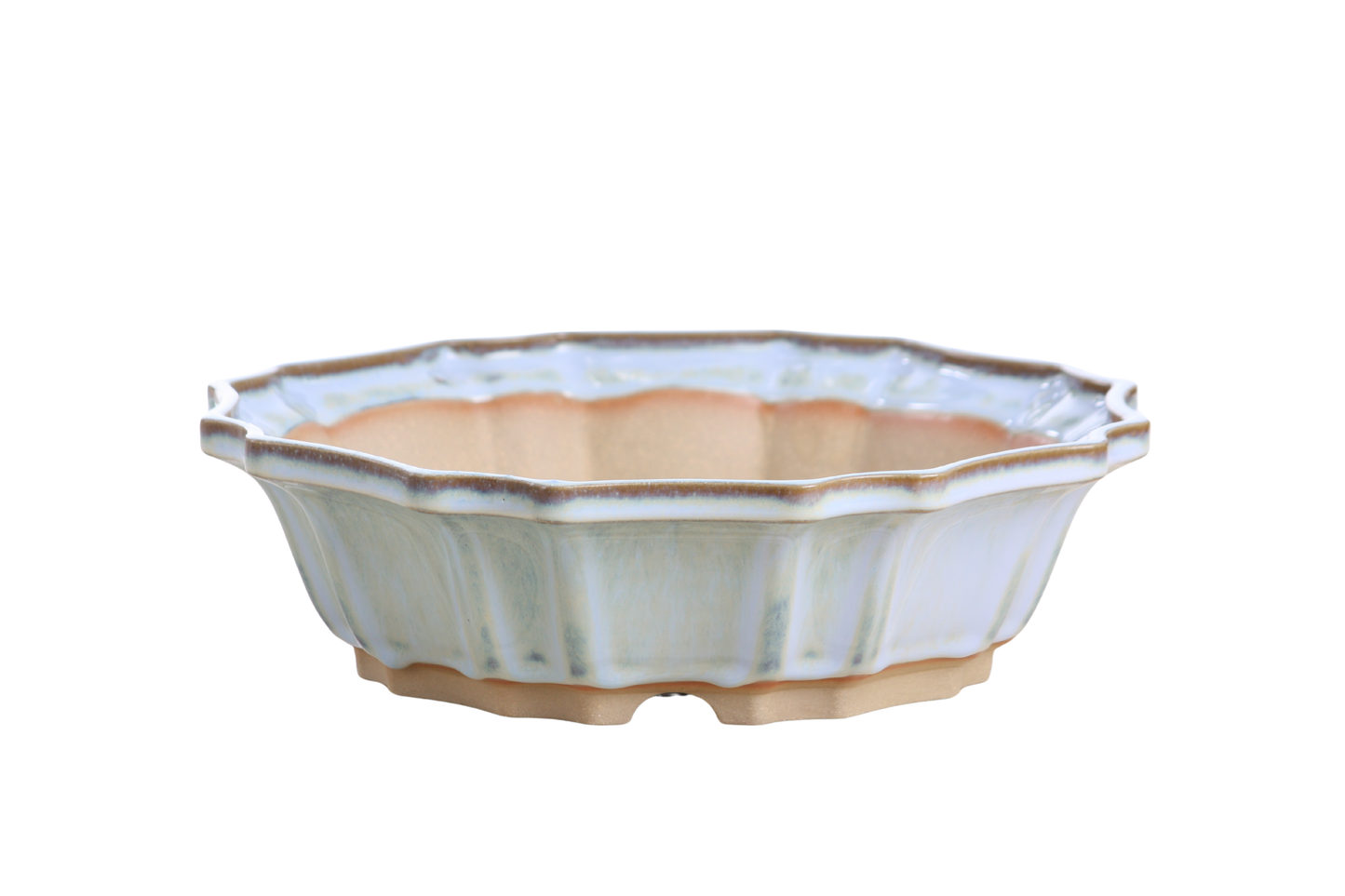 Willow Bonsai Ceramics Flower Design Bonsai Pot 10 Inch – Elegant Ceramic Bonsai & Succulent Planter, High‑Fired Frost‑Proof Stoneware with Drainage & Wiring Holes, Handmade in USA (Glacier)