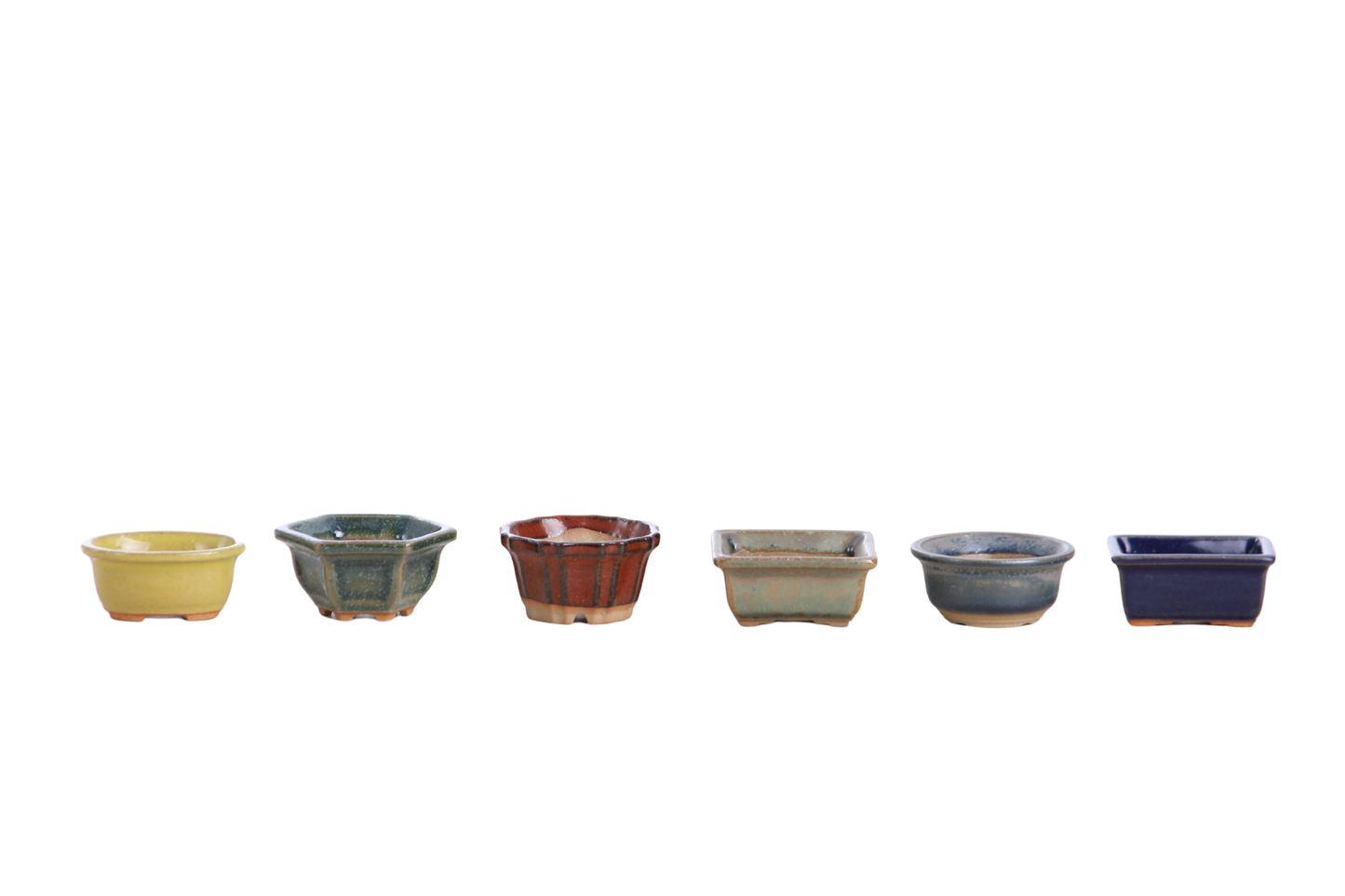 Willow Bonsai Ceramics 1.5 Inch Shito Bonsai Pot Set of 6 – Mini Handmade Ceramic Bonsai & Succulent Pots, High‑Fired Stoneware with Drainage, Made in USA (Set B)