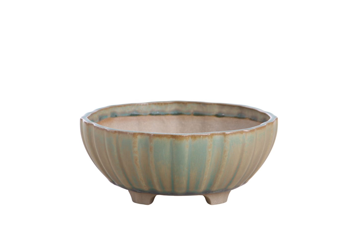Willow Bonsai Ceramics Lily Bonsai Pot 6 Inch – Sculpted Rounded Ceramic Bonsai & Succulent Planter with Wavy Profile, High‑Fired Frost‑Proof Stoneware, Handmade in USA (Speckled Moss)