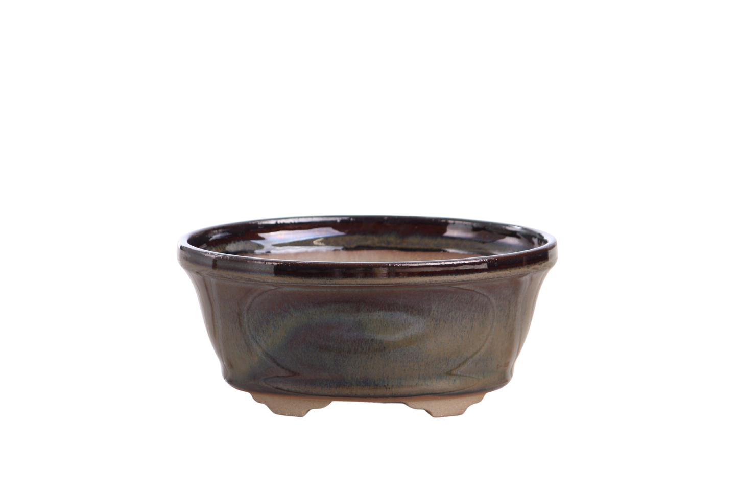 Willow Bonsai Ceramics Oval B Bonsai Pot 5.5 Inch – Tapered Oval Ceramic Bonsai & Succulent Planter with Accentuated Rim, High‑Fired Frost‑Proof Stoneware, Handmade in USA (Dark Honey)