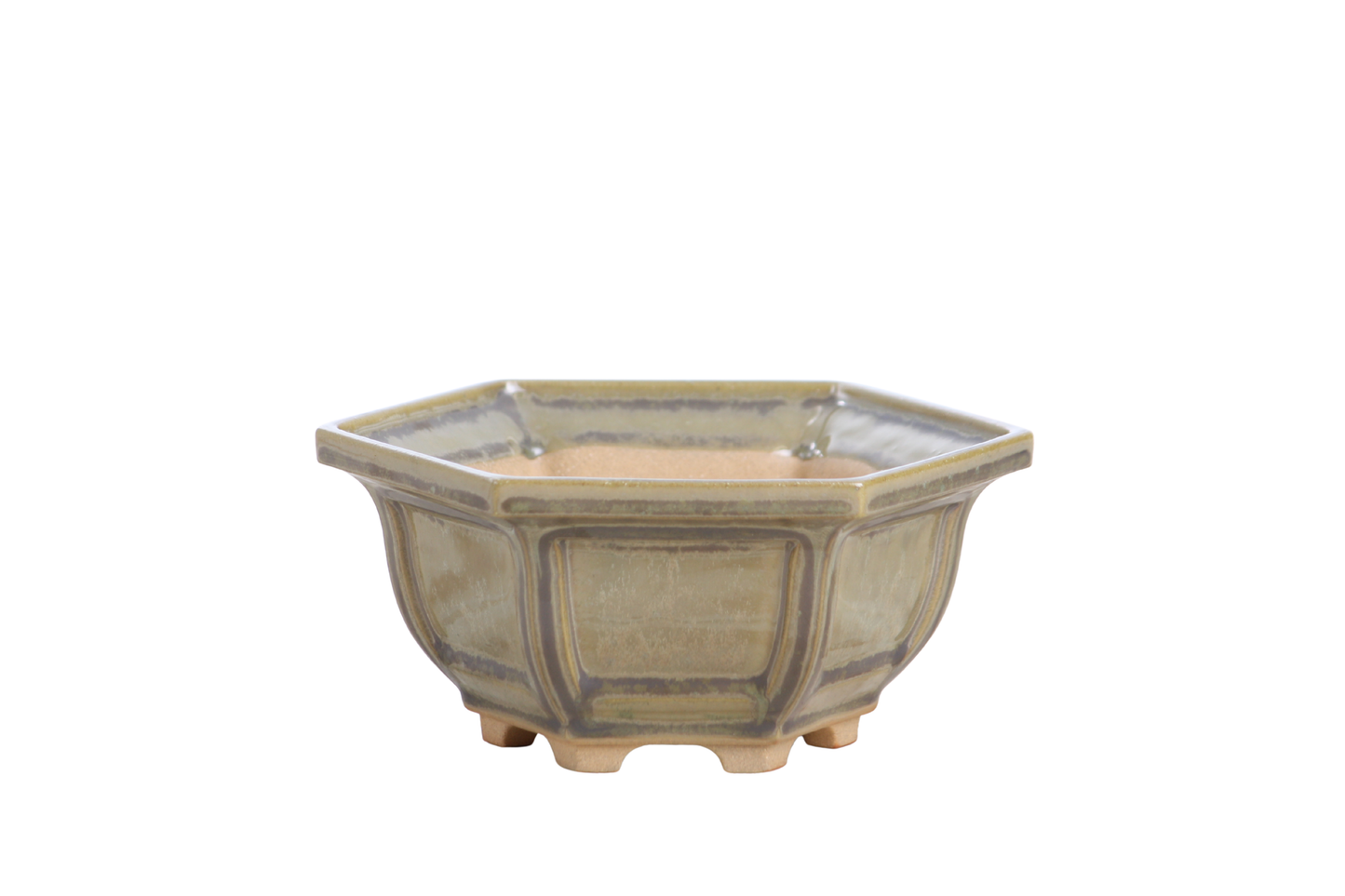 Willow Bonsai Ceramics Hexagonal Windowed Bonsai Pot 5 Inch – Semi‑Cascade Planter, High‑Fired Frost‑Proof Stoneware with Drainage & Wiring Holes, Handmade in USA (Copenhagen)