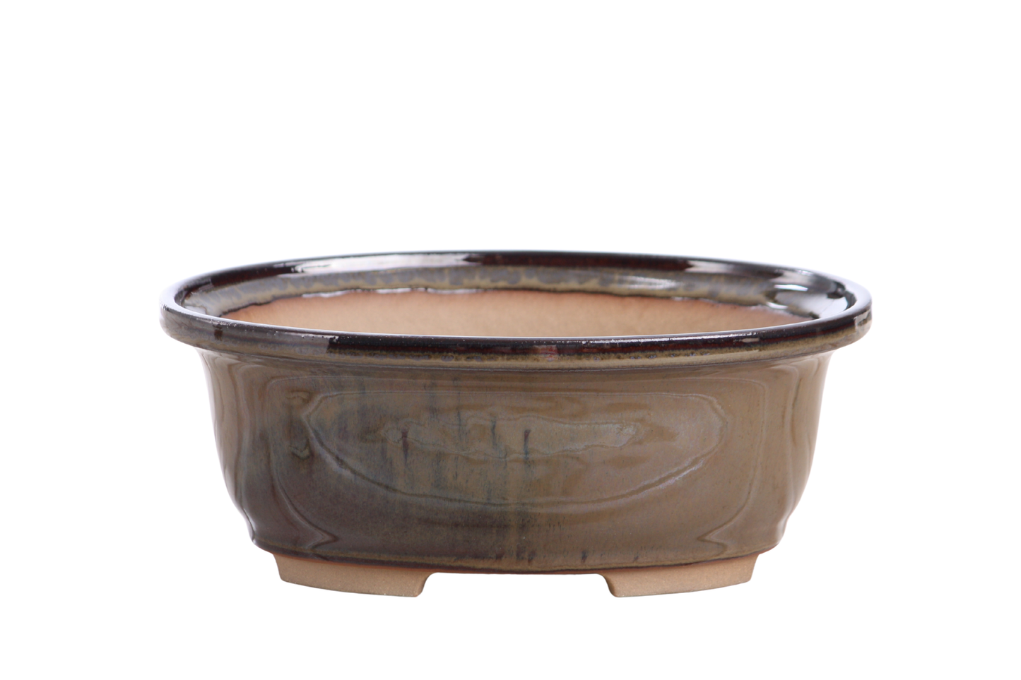 Willow Bonsai Ceramics Fat Bonsai Pot 7.5 Inch – Bold Oval Ceramic Bonsai & Succulent Planter with Accentuated Rim, High‑Fired Frost‑Proof Stoneware, Handmade in USA (Dark Honey)
